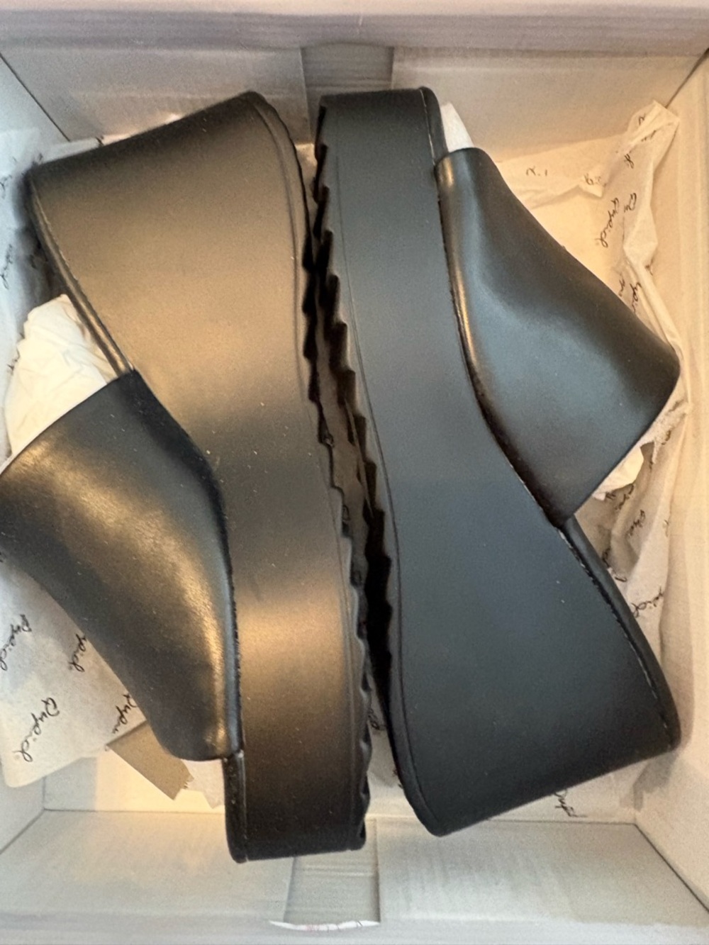 Women's Black Platform Slip-On Wedge Shoes
